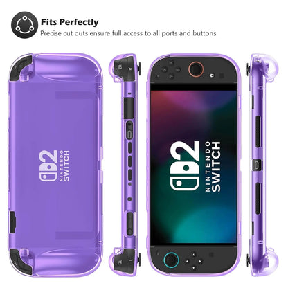 Protective Case Kit for Nintendo Switch 2 (2025) — Clear TPU Cover, Anti-Scratch, Shock-Absorption, Ergonomic Grip Design
