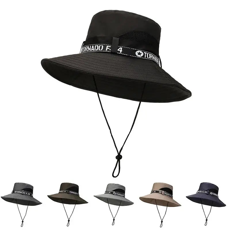 Men's and Women's Solid Color Bucket Hat - Big Brim Folding Sun Hat for Spring and Summer Outdoor Fishing and Mountaineering