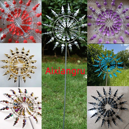 Outdoor Metal Wind Spinner – Rotating Windmill Garden Decoration & Yard Art