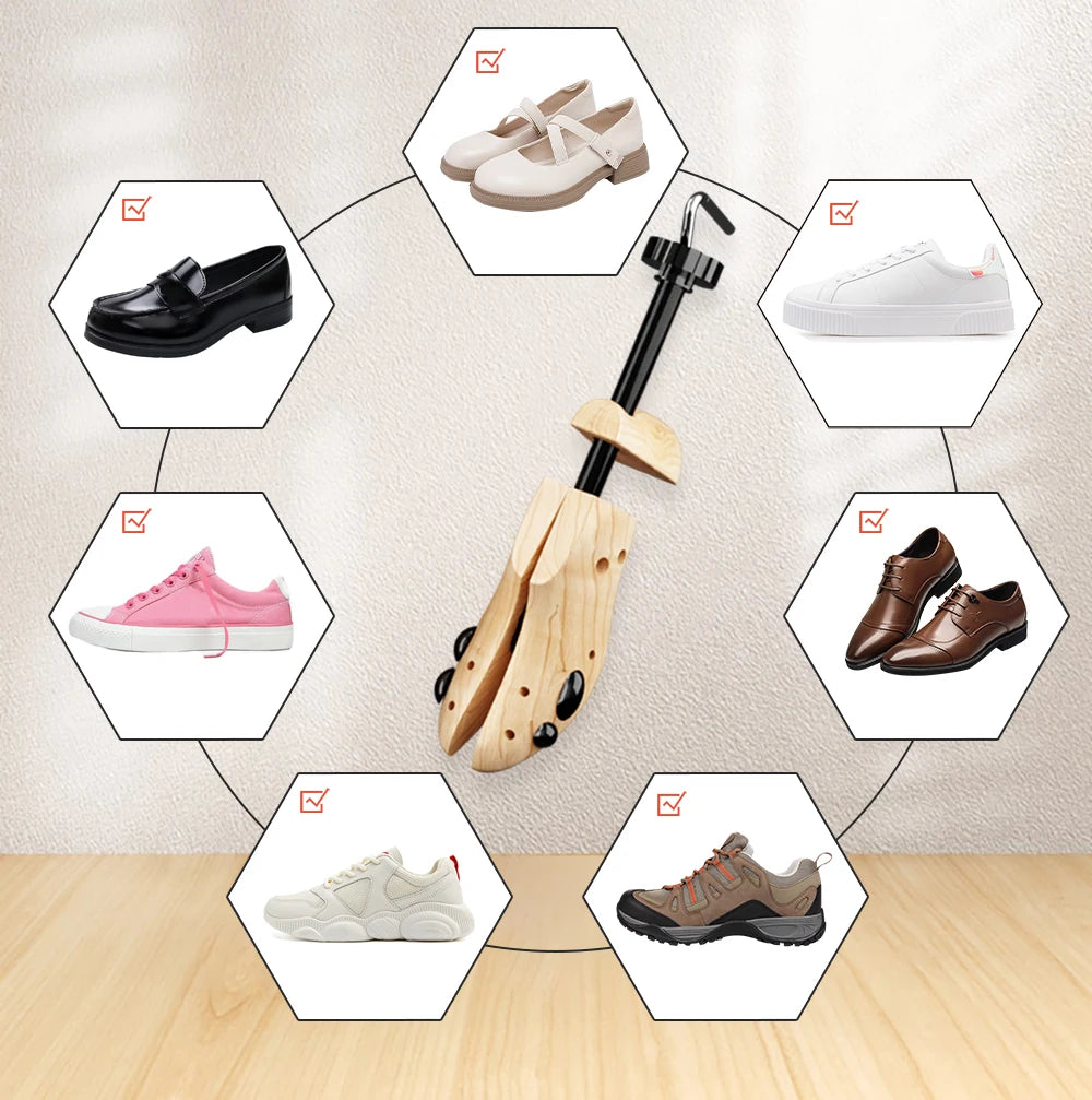Repacego Wooden Shoe Trees – 1/2 Pc Adjustable Shoe Stretcher & Expander for Men, Women, Unisex, Length & Width Adjustment