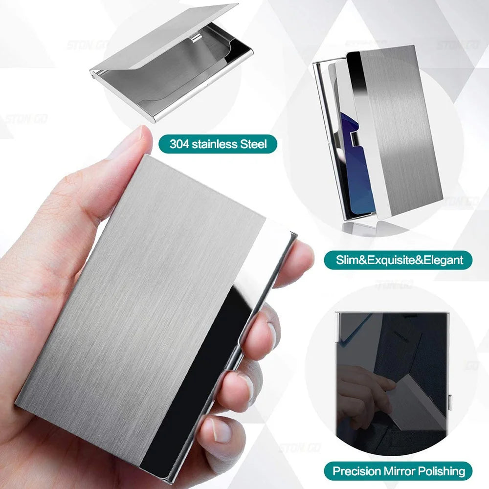 Metal Business Card Holder: Slim Pocket Case for Men & Women - Stainless Steel IC Cards Storage Solution