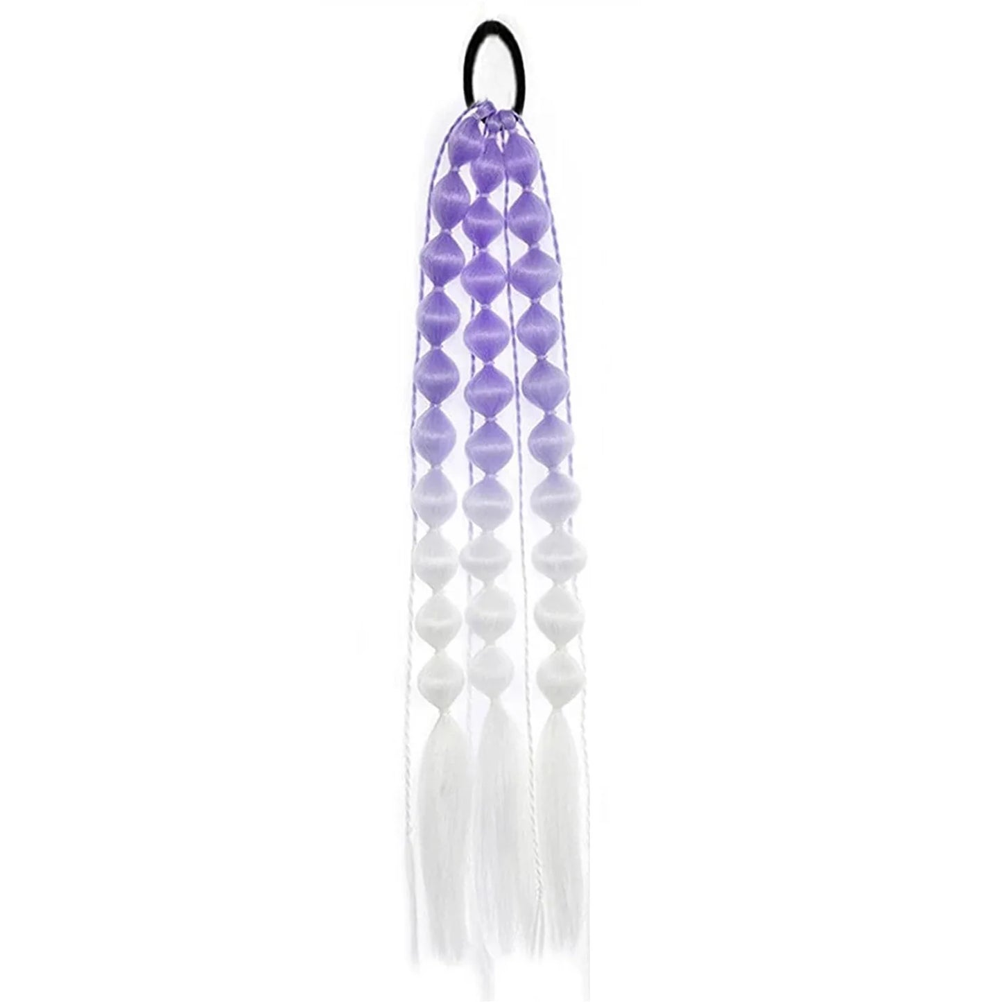 Colorful Bubble Braid Ponytail Extension – Long Lantern Braided Synthetic Hairpiece with Tie
