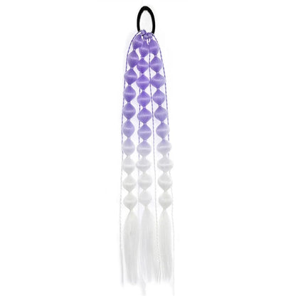 Colorful Bubble Braid Ponytail Extension – Long Lantern Braided Synthetic Hairpiece with Tie
