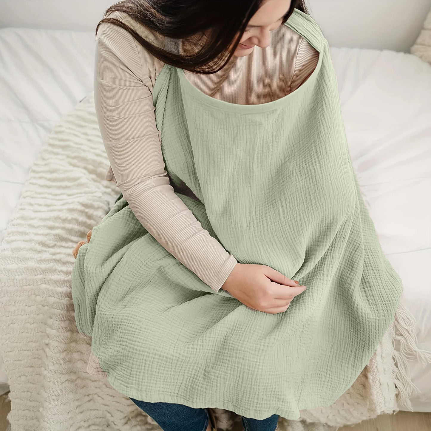 Nursing Cover Cloth - Breathable Outdoor Breastfeeding Shawl Anti-Exposure Gauze Feeding Cover-Up Scarf for Mothers