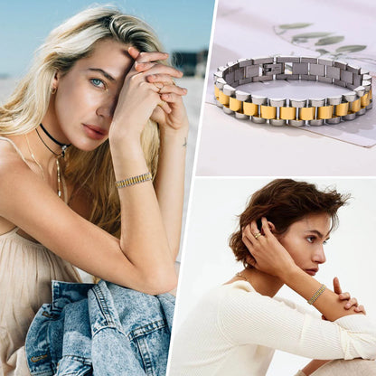 Vnox Stainless Steel Watchband Bracelet for Men & Women – Classic Link Chain Bangle Unisex Jewelry