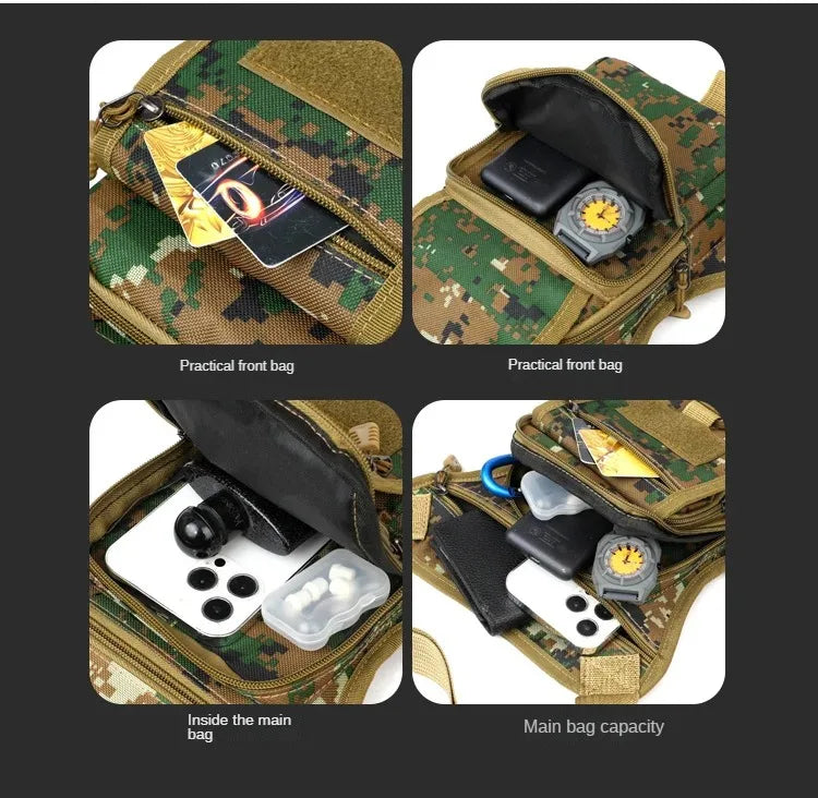 Camouflage Motorcycle Drop Leg Bag – Waterproof, Multifunctional Waist Bag for Travel, Hiking & Outdoor Riding