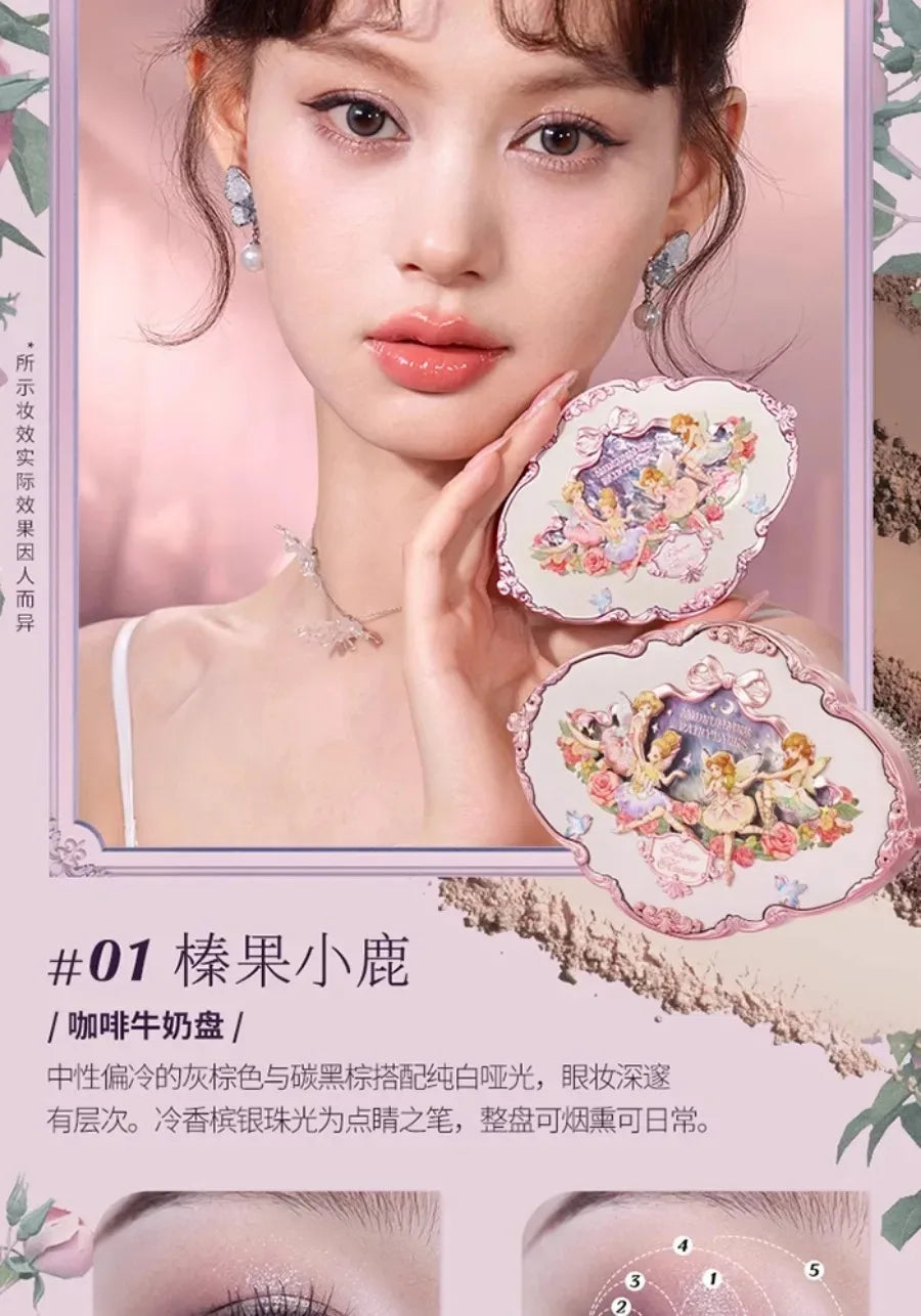 Flower Knows Moonlight Mermaid Eyeshadow Palette – 5-Color Matte, Shimmer & Glitter Waterproof Eye Shadow