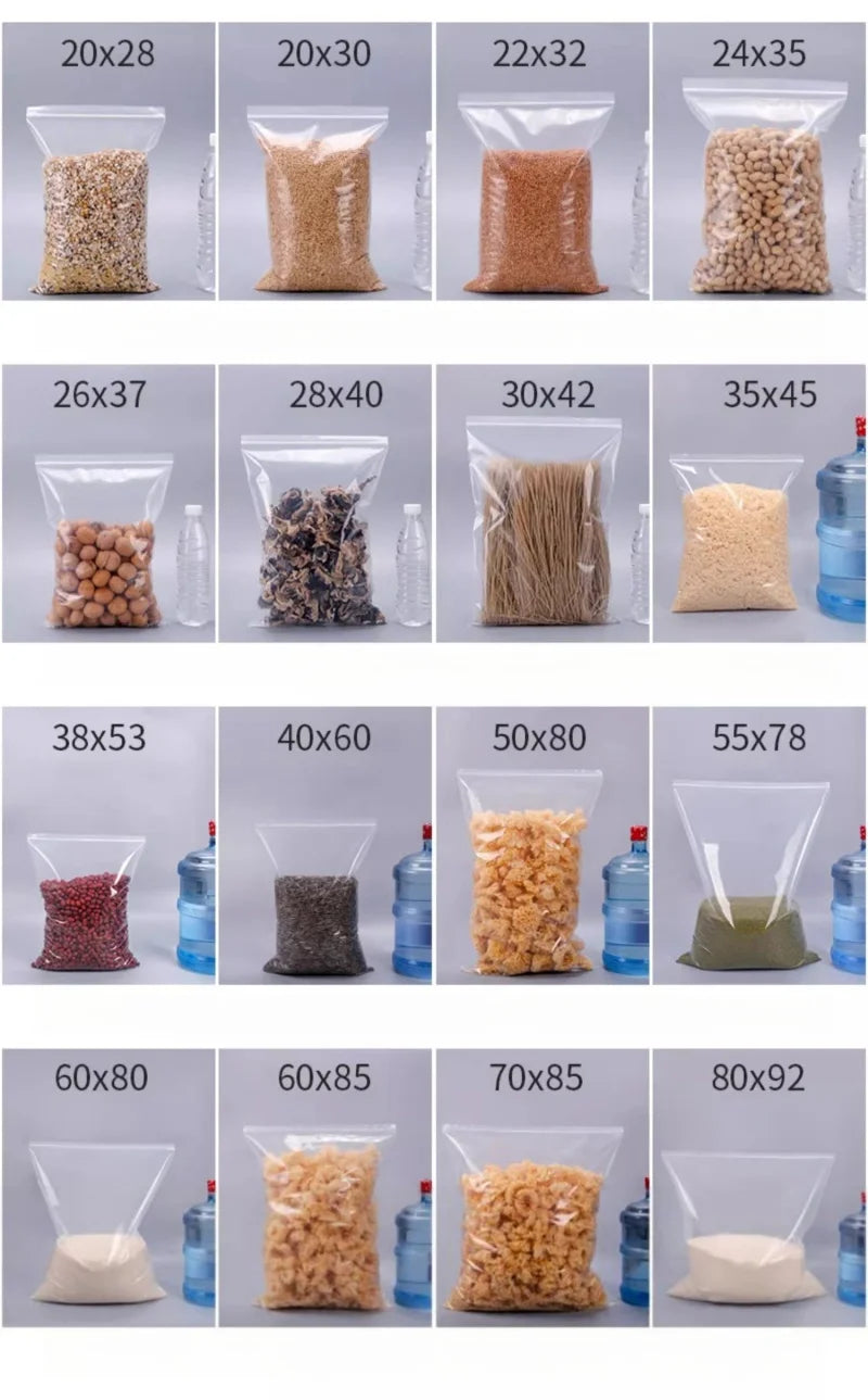 StoBag 10PCS Large Transparent Zipper Bags — Thick Waterproof Storage Pouches for Clothes & Food Packaging