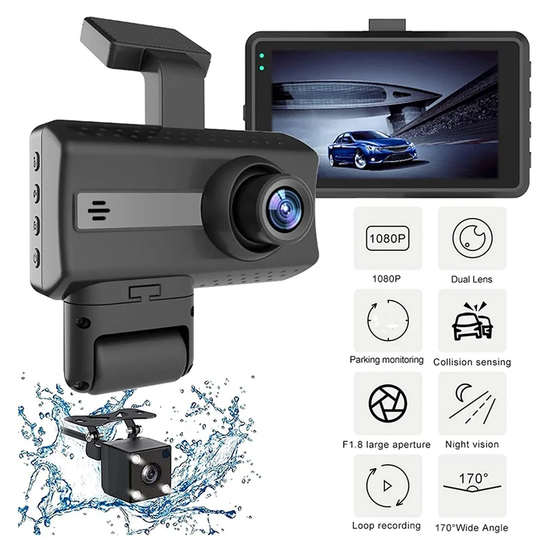 1080P HD Car Dash Camera - 3.0-Inch IPS DVR Driving Recorder with Loop Recording