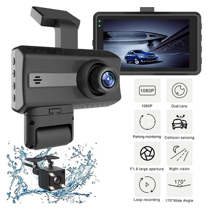 1080P HD Car Dash Camera - 3.0-Inch IPS DVR Driving Recorder with Loop Recording