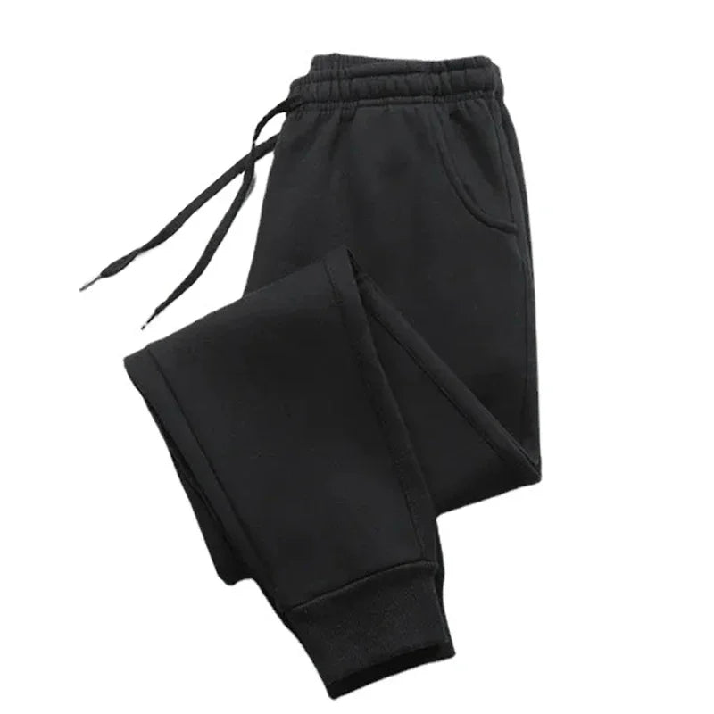 Men's Casual Fleece Sweatpants – Autumn/Winter Jogger Pants, Solid Color, Running, Gym & Workout Trousers