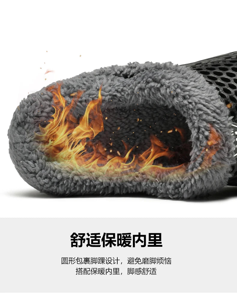 Couple Cotton Slippers – Winter Warm Plush Velvet Thickened Clogs for Men & Women