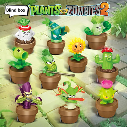 12PCS Plants vs Zombies Blind Box — Peashooter & Sunflower Pull-Back Car Mini Figurines, Collectible Toy for Kids