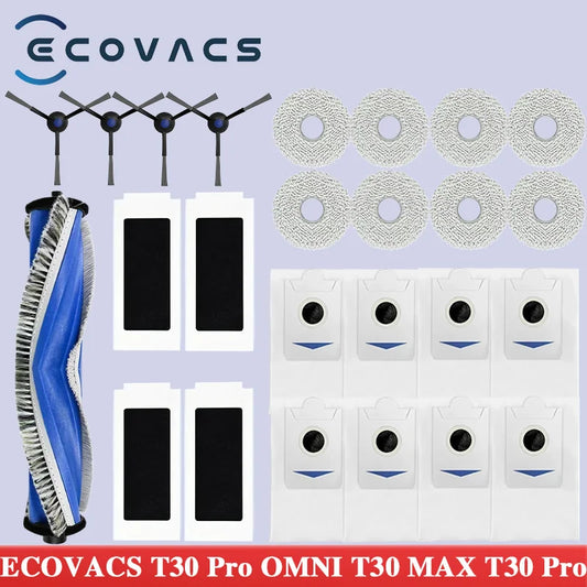 ECOVACS T30 PRO OMNI / T30S PRO / YEEDI M12 Pro+ Robot Vacuum Replacement Parts – Dust Bags, Brushes, Filters & Mop Accessories