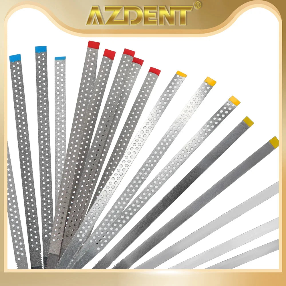 AZDENT Dental Diamond Polishing Strips – 5pc Stainless Steel Orthodontic IPR Fine & Medium Polish