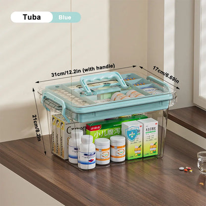 Large Capacity Portable Medicine Box – Multi-Layer Transparent First Aid & Medicine Storage Organizer