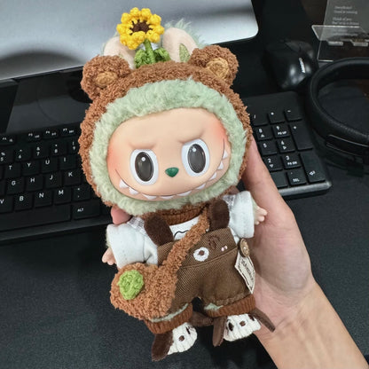 17cm Labubu Doll Clothes – Sunflower Red Flower Heartbeat Macaron Cute Outfit for Labubu Dolls