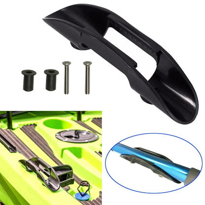 Kayak Canoe Paddle Clip – Deck Mounted Paddle Holder with Screws & Nuts for Fishing Boats & Oars