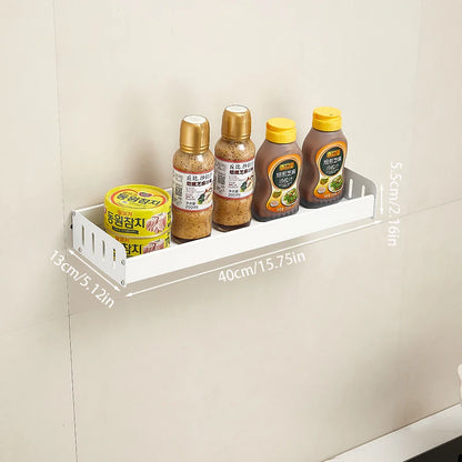Wall-Mounted Kitchen Spice Rack Organizer with Hanging Hooks – Kitchen Storage Shelf for Condiments