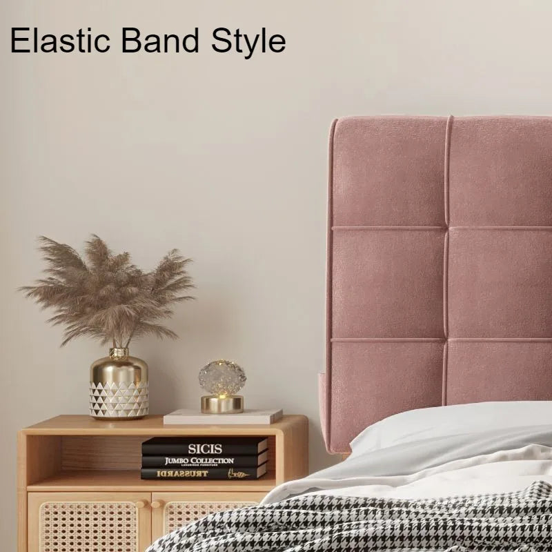 Soft Velvet Bed Head Cushion - Comfortable Backrest with Storage Pocket for Bedroom & Home Relaxation