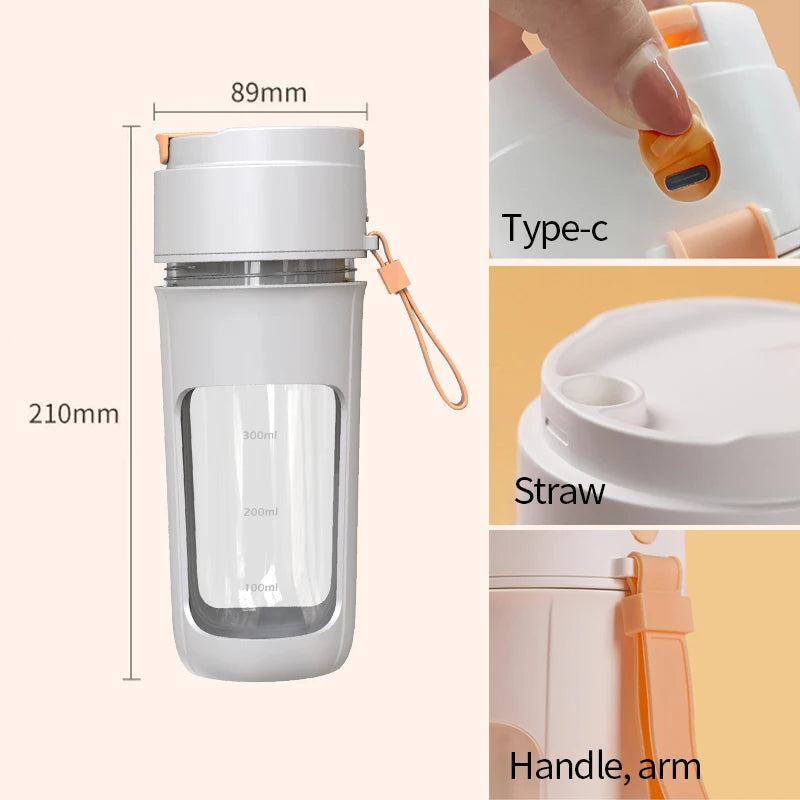 Mini Portable Electric Juicer: Fruit Blender and Extractor - Multifunctional Juice Maker for Smoothies and Mixes