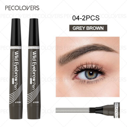 6-Color Waterproof Eyebrow Pen – 4-Split Tip Liquid Eyebrow Tattoo Pencil for Natural Long-Lasting Makeup & Definition