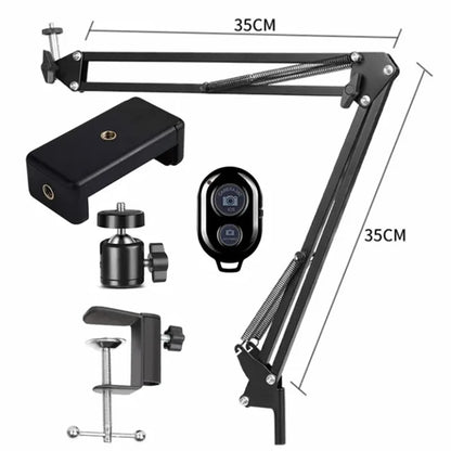 FGCLSY Flexible Arm Tripod for Phone – 360° Rotation, Foldable Table Stand for Desktop, Laptop, Online Video, Live Streaming, Overhead Shots