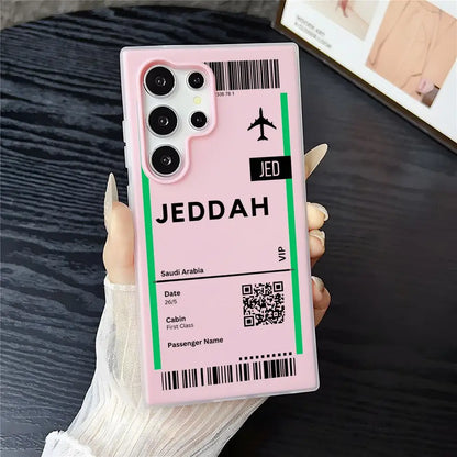 Saudi Arabia Plane Ticket Phone Case - Clear Soft Shockproof 2-in-1 Cover for Samsung Galaxy S25 S24 S23 Ultra