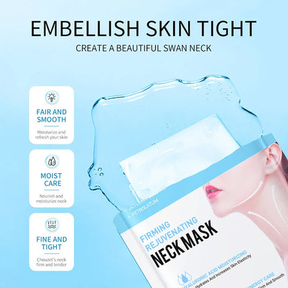 SADOER Hyaluronic Acid Neck Masks - 10pcs Collagen Firming, Nourishing & Brightening Moisturizing Neck Skin Care Patches