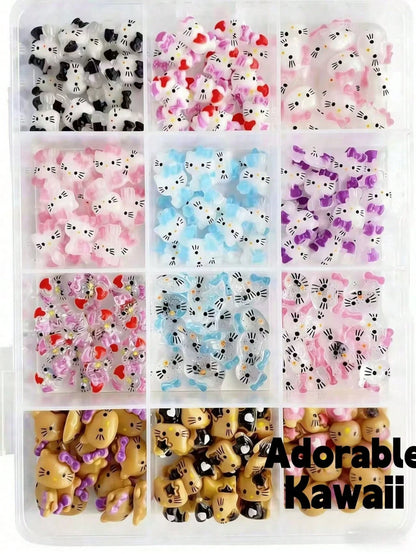 120PCS Sanrio Nail Charms Set - Kuromi, Cinnamoroll, and My Melody Resin Decorations for DIY Manicure Nail Art