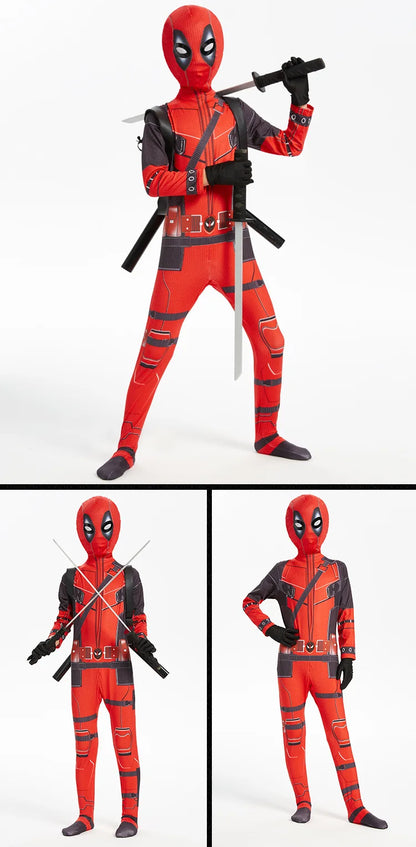 Deadpool Kids Halloween Cosplay Costume – Superhero Jumpsuit for Children