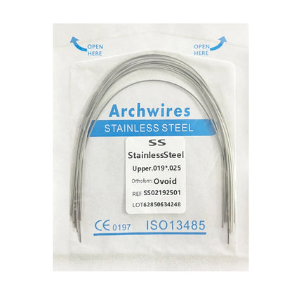 10PCS Dental Orthodontic Arch Wire Set - Stainless Steel Round & Rectangular Dentist Ovoid Form Material