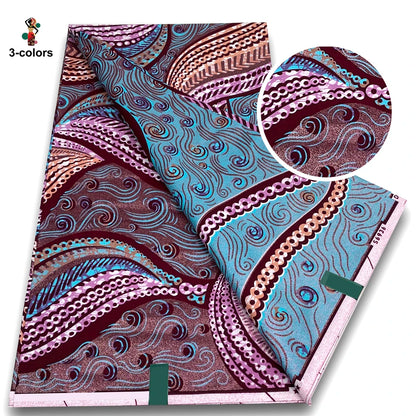 100% Cotton African Wax Print Fabric - Soft Golden Ankara Pagne for Nigerian Fashion & Traditional Wear