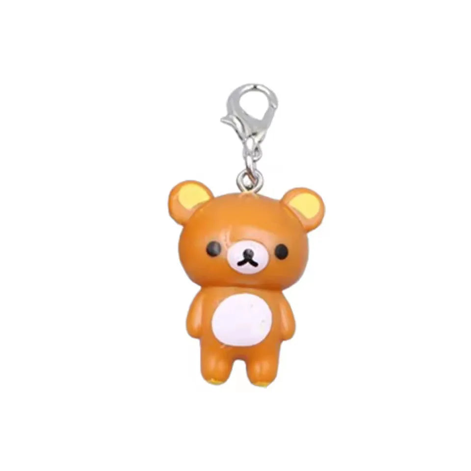 Rilakkuma Bear Keyrings - 2-Piece Kawaii Plush Doll Bag, Phone & Clothing Charms for Best Friends