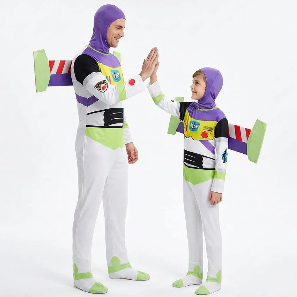 Buzz Cosplay Costume Bodysuit - Wing Suit Halloween Party Jumpsuit for Men & Children