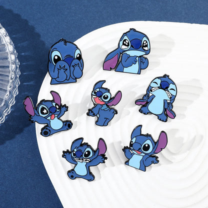 7 Pcs Lilo & Stitch Enamel Pins Set | Creative Stitch Brooches for Backpacks, Clothing & Accessories