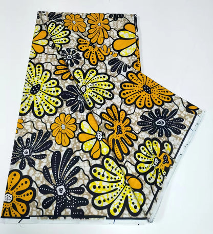 African Real Wax Print Fabric - 100% Cotton Nigerian Ankara Sewing Material for Party Dresses