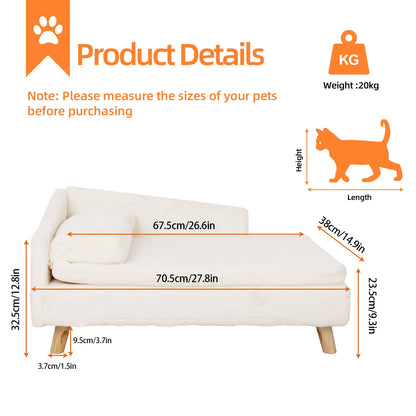 Elevated Pet Bed — Nordic Style Stool Bed with Cozy Waterproof Pad & Wooden Legs for Small Dogs & Kittens