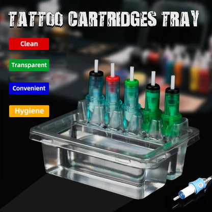 20PCS Tattoo Cartridge Needle Holders — Transparent Disposable Trays for Cleaning & Working Cups