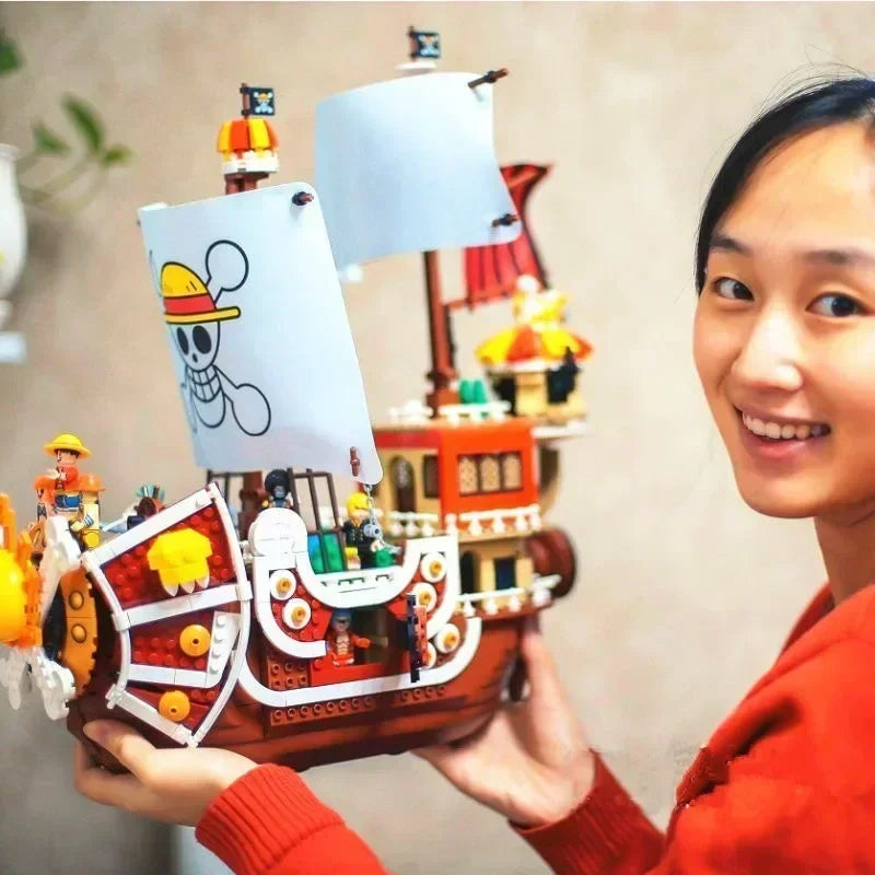 One Piece Thousand Sunny Boat Building Blocks – 1484/432pcs Cartoon Pirate Ship Toy Set for Kids Christmas Gifts