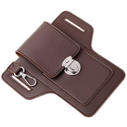 2024 Men’s Leather Belt Phone Waist Pack – Multifunctional PU Card & Key Organizer Portable Waist Bag Gift Idea