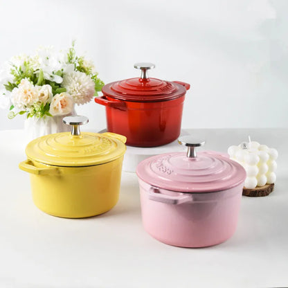 1.5 Quart Mini Cast Iron Dutch Oven - Enameled Cooking Pot for Bread Baking, Stew & Casserole