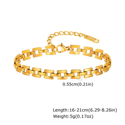 Women's Chunky Gold Plated Stainless Steel Link Chain Bracelet – Waterproof Layered Wristband Jewelry