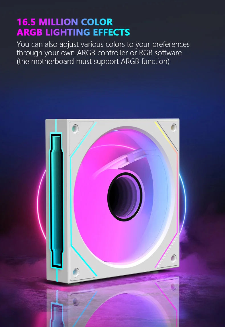 JUMPEAK MX120 360mm Modular Wireless Splicing PC Cooling Fan – 120mm ARGB Case Fan with Infinite Mirror Effect for Computer Water Cooler