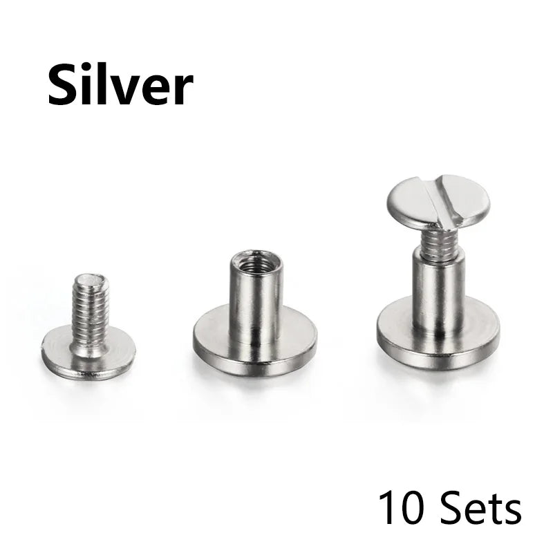 10 Sets Leather Craft Metal Rivets – Double Curved Head Screws for Belts, Straps, Luggage & DIY Projects