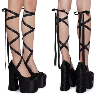 Chunky Heel Lolita Platform Pumps – Cute Ankle Strap Statement Shoes for Parties & Themed Events, Size 47