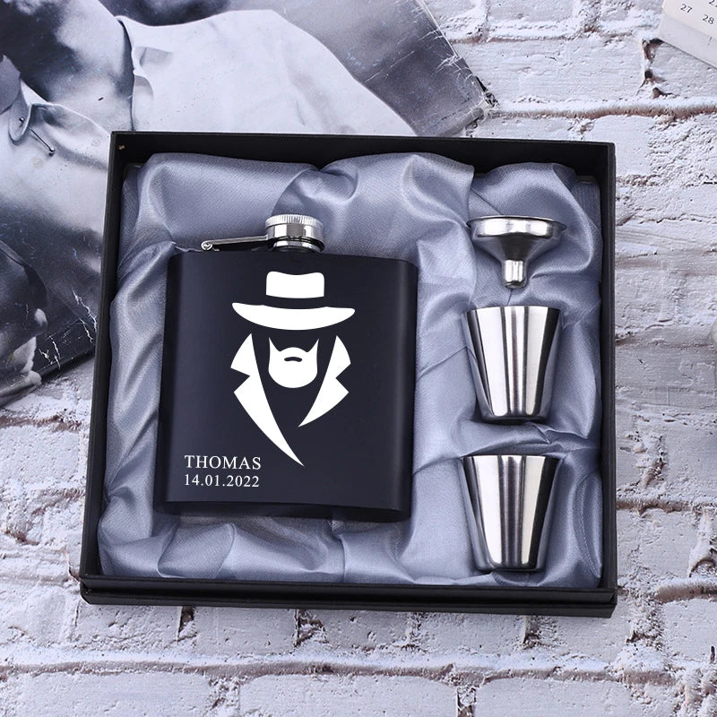 Personalized 6oz Stainless Steel Hip Flask – Engraved Christmas, Birthday, Valentine's Day Gift, Custom Logo for Wedding Favors   2/2