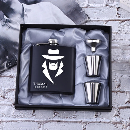 Personalized 6oz Stainless Steel Hip Flask – Engraved Christmas, Birthday, Valentine's Day Gift, Custom Logo for Wedding Favors   2/2