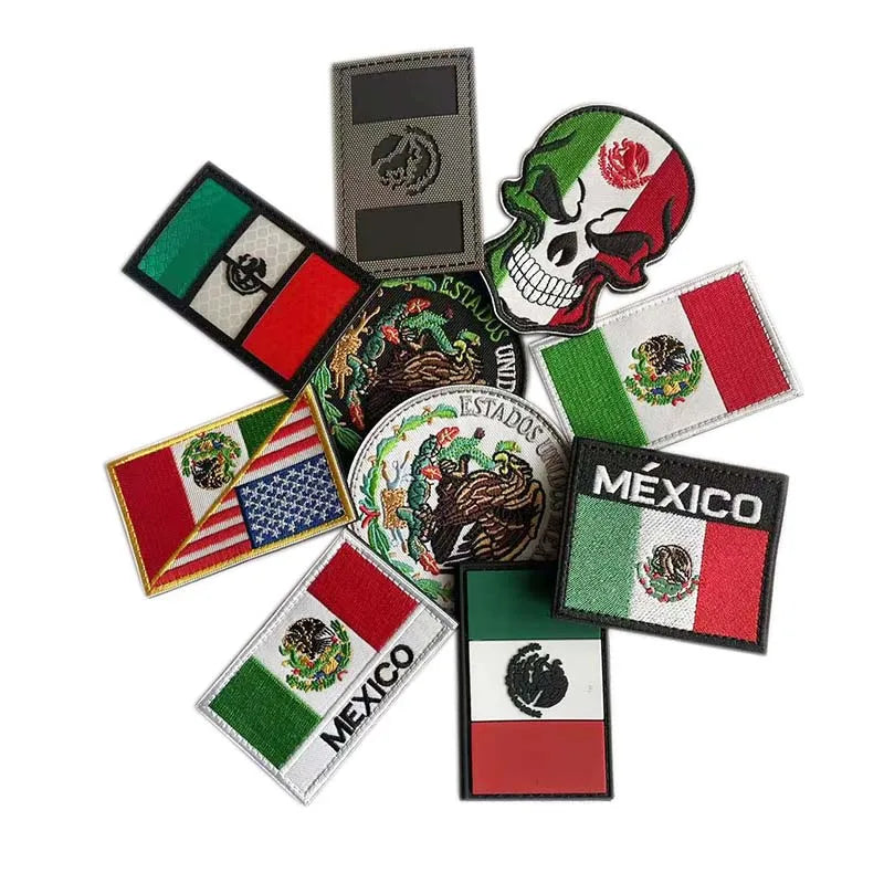 Mexico Flag Eagle Skull Patch - Embroidered Fabric & PVC Tactical Applique Badge for Bags and Gear