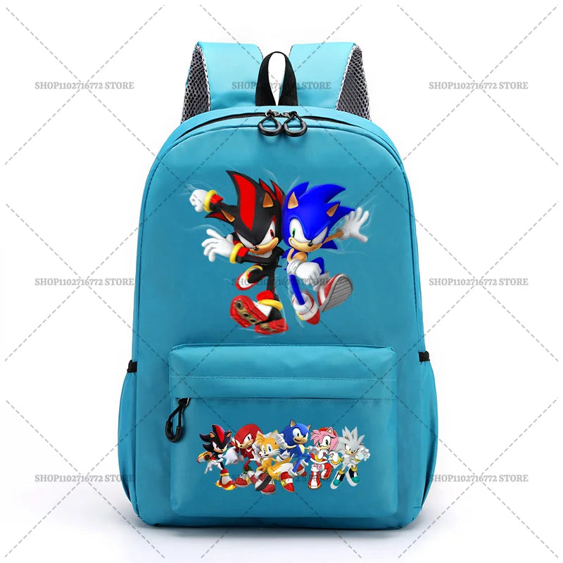 Cartoon Sonic Backpack — School Bag for Kids & Teens Featuring Amy, Rose & Shadow Characters, Perfect Gift for Boys